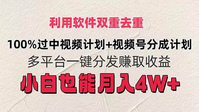 利用软件双重去重，100%过中视频+视频号分成计划小白也可以月入4W+-万利网