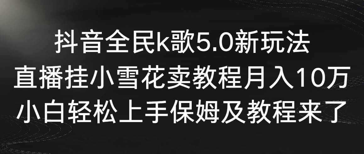 抖音全民k歌5.0新玩法，直播挂小雪花卖教程月入10万，小白轻松上手，保…-万利网