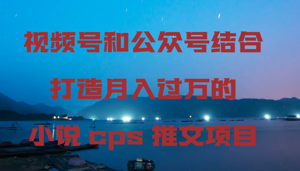 视频号和公众号结合打造月入过万的小说cps推文项目-万利网