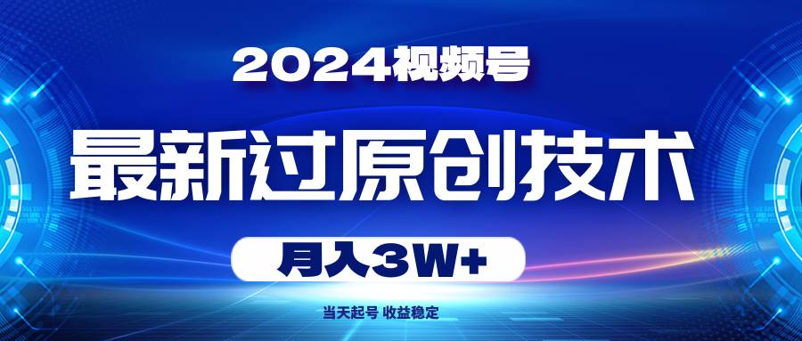 2024视频号最新过原创技术，当天起号，收益稳定，月入3W+-万利网