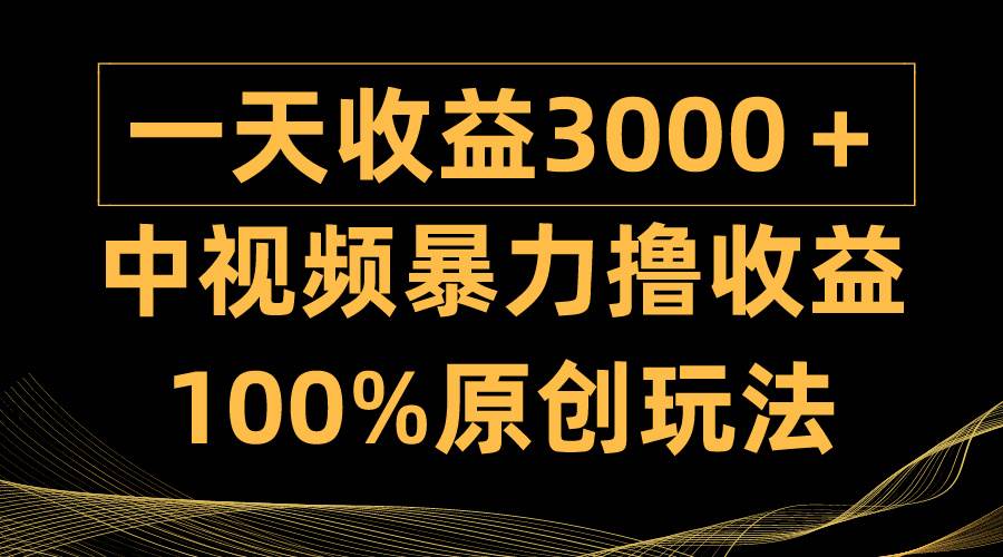 中视频暴力撸收益，日入3000＋，100%原创玩法，小白轻松上手多种变现方式-万利网