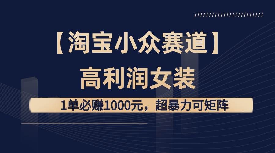 【淘宝小众赛道】高利润女装：1单必赚1000元，超暴力可矩阵-万利网