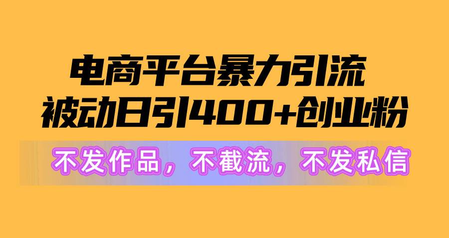 电商平台暴力引流,被动日引400+创业粉不发作品，不截流，不发私信-万利网