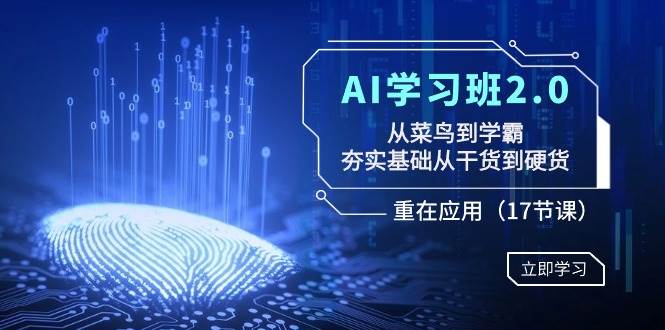 AI学习班2.0：从菜鸟到学霸，夯实基础从干货到硬货，重在应用（17节课）-万利网