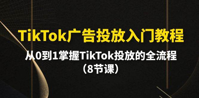 TikTok广告投放入门教程，从0到1掌握TikTok投放的全流程（8节课）-万利网