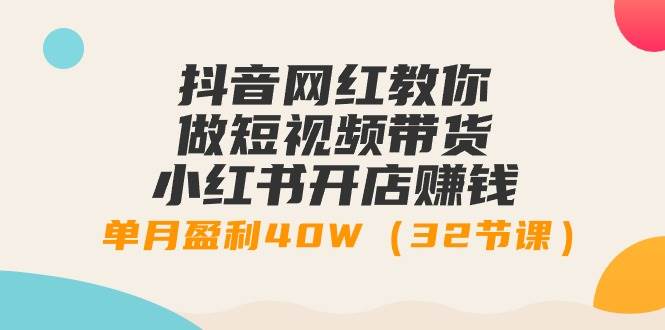 抖音网红教你做短视频带货+小红书开店赚钱，单月盈利40W（32节课）-万利网