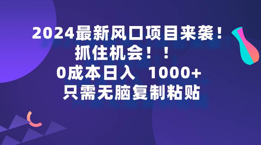 2024最新风口项目来袭，抓住机会，0成本一部手机日入1000+，只需无脑复…-万利网
