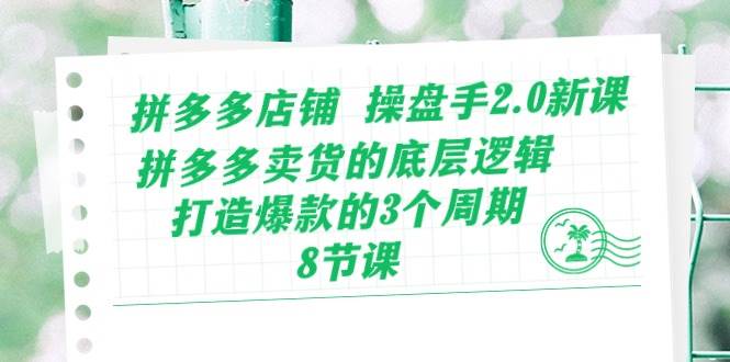 拼多多店铺 操盘手2.0新课，拼多多卖货的底层逻辑，打造爆款的3个周期-8节-万利网