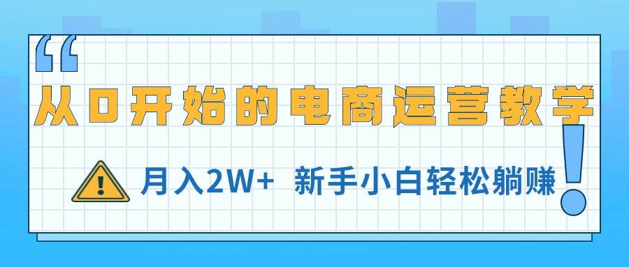 从0开始的电商运营教学，月入2W+，新手小白轻松躺赚-万利网