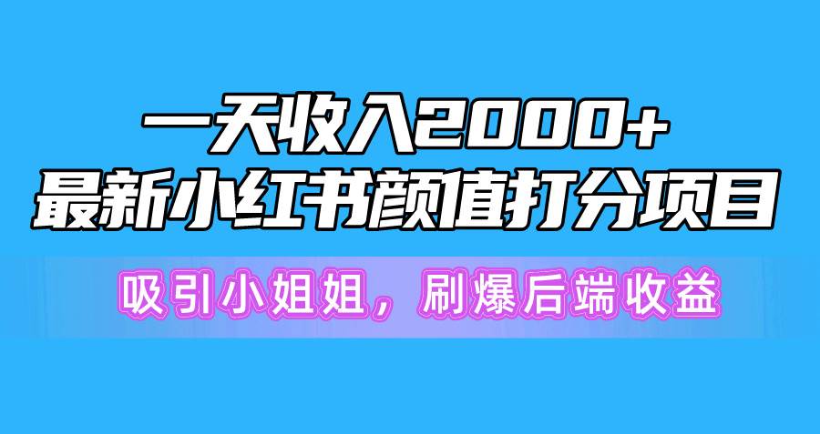 一天收入2000+，最新小红书颜值打分项目，吸引小姐姐，刷爆后端收益-万利网