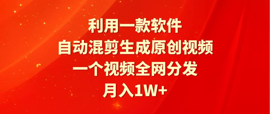 利用一款软件，自动混剪生成原创视频，一个视频全网分发，月入1W+附软件-万利网