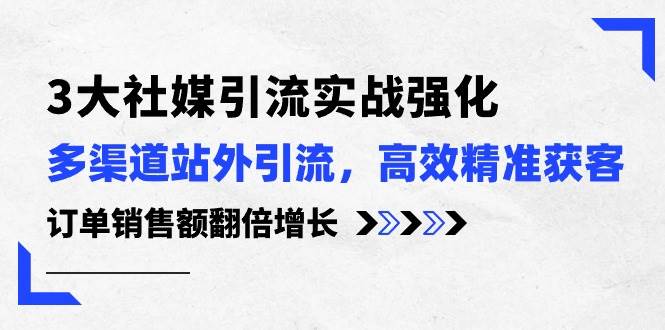 3大社媒引流实操强化，多渠道站外引流/高效精准获客/订单销售额翻倍增长-万利网