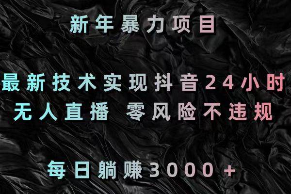 新年暴力项目，最新技术实现抖音24小时无人直播 零风险不违规 每日躺赚3000-万利网