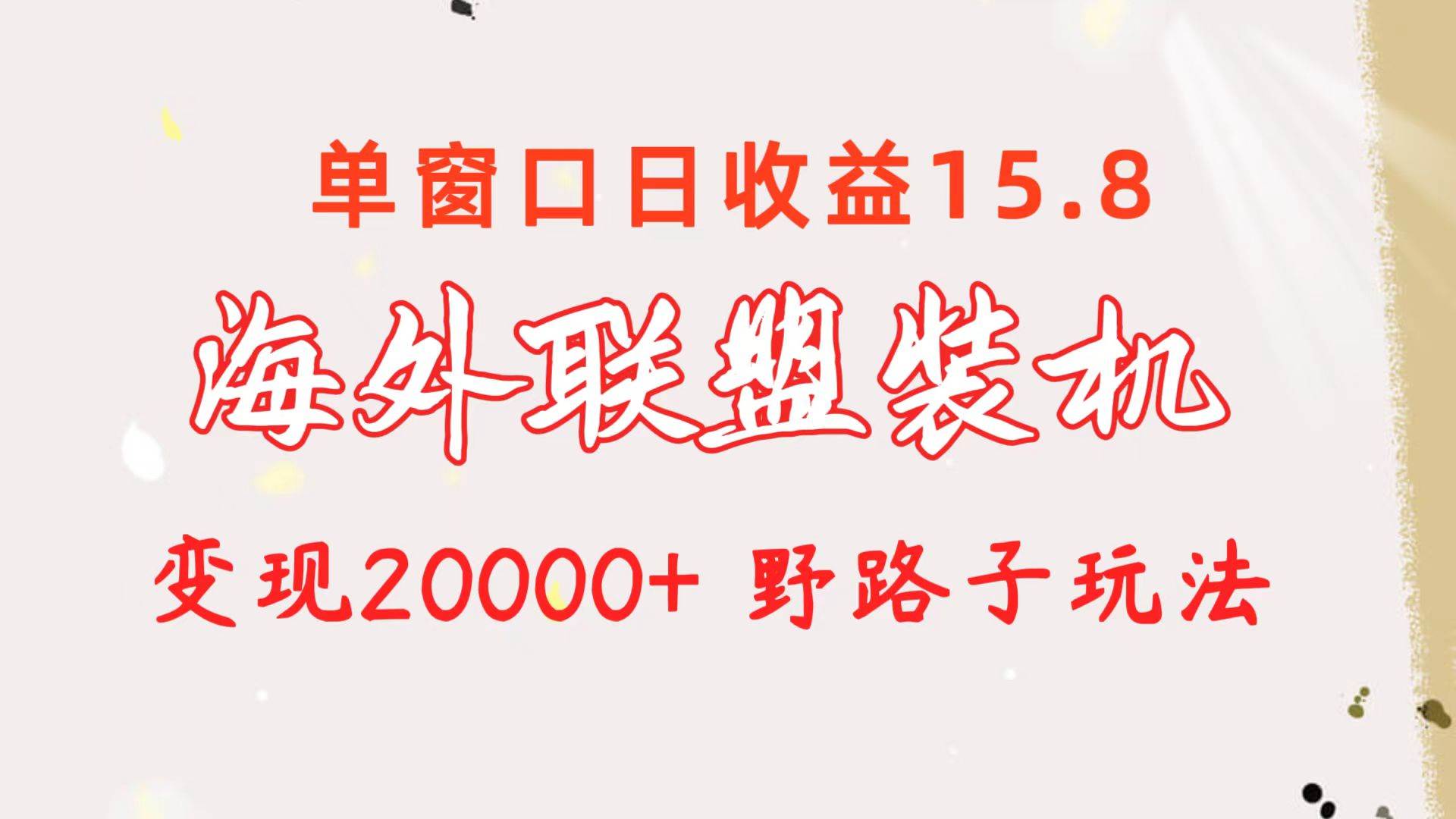 海外联盟装机 单窗口日收益15.8  变现20000+ 野路子玩法-万利网