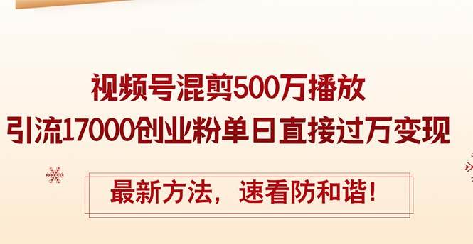 精华帖视频号混剪500万播放引流17000创业粉，单日直接过万变现，最新方…-万利网
