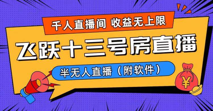 爆火飞跃十三号房半无人直播，一场直播上千人，日入过万！（附软件）-万利网
