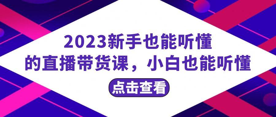 2023新手也能听懂的直播带货课，小白也能听懂，20节完整-万利网