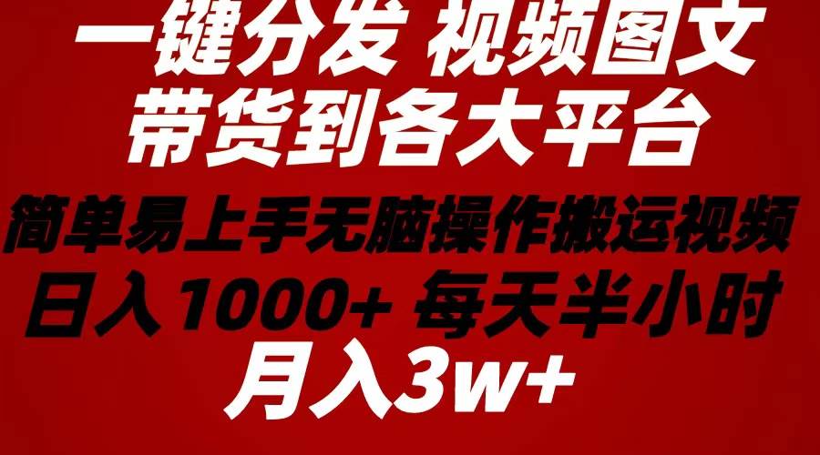 2024年 一键分发带货图文视频  简单易上手 无脑赚收益 每天半小时日入1…-万利网