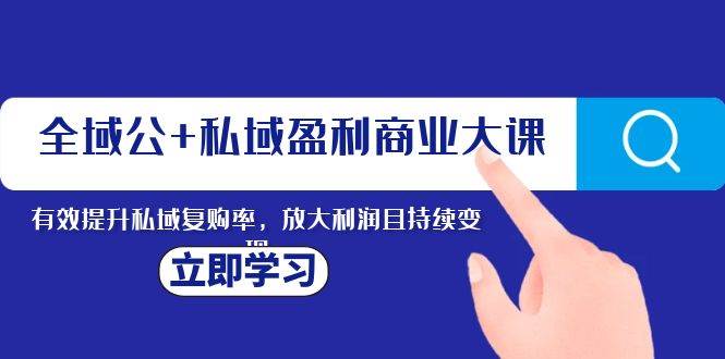 全域公+私域盈利商业大课，有效提升私域复购率，放大利润且持续变现-万利网