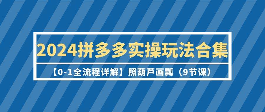 2024拼多多实操玩法合集【0-1全流程详解】照葫芦画瓢（9节课）-万利网