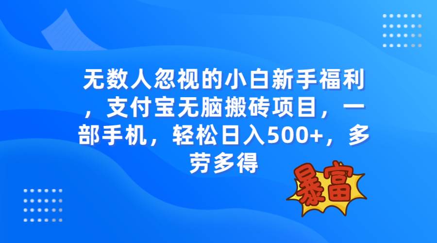 无数人忽视的项目，支付宝无脑搬砖项目，一部手机即可操作，轻松日入500+-万利网