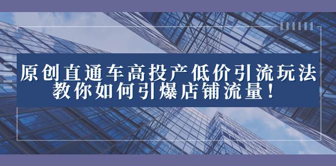 2023直通车高投产低价引流玩法，教你如何引爆店铺流量！-万利网