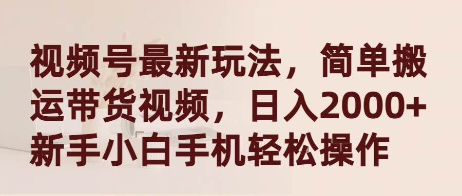 视频号最新玩法，简单搬运带货视频，日入2000+，新手小白手机轻松操作-万利网