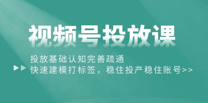 视频号投放课：投放基础认知完善疏通，快速建模打标签，稳住投产稳住账号-万利网