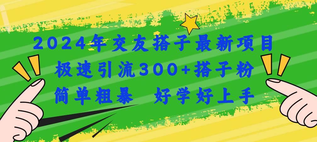 2024年交友搭子最新项目，极速引流300+搭子粉，简单粗暴，好学好上手-万利网