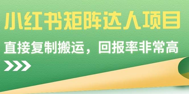 小红书矩阵达人项目，直接复制搬运，回报率非常高-万利网