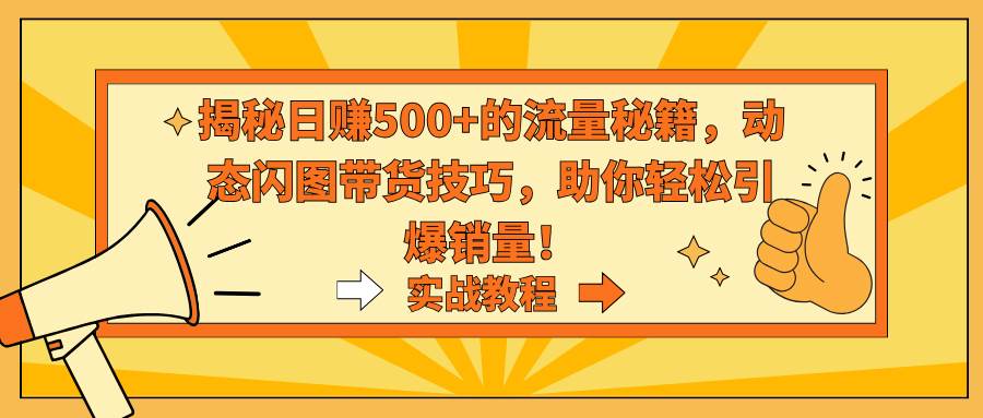 揭秘日赚500+的流量秘籍，动态闪图带货技巧，助你轻松引爆销量！-万利网