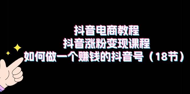 抖音电商教程：抖音涨粉变现课程：如何做一个赚钱的抖音号（18节）-万利网