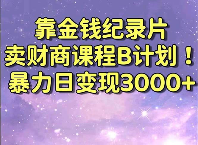 靠金钱纪录片卖财商课程B计划！暴力日变现3000+，喂饭式干货教程！-万利网