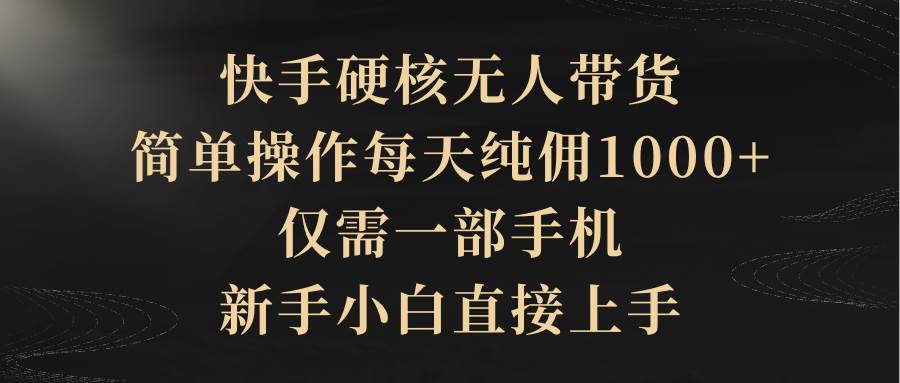 快手硬核无人带货，简单操作每天纯佣1000+,仅需一部手机，新手小白直接上手-万利网