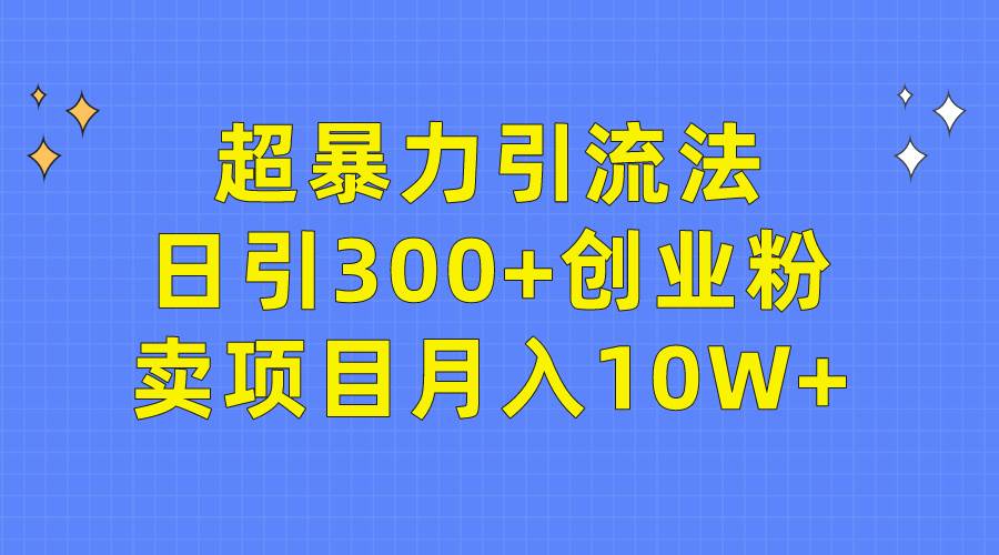 超暴力引流法，日引300+创业粉，卖项目月入10W+-万利网