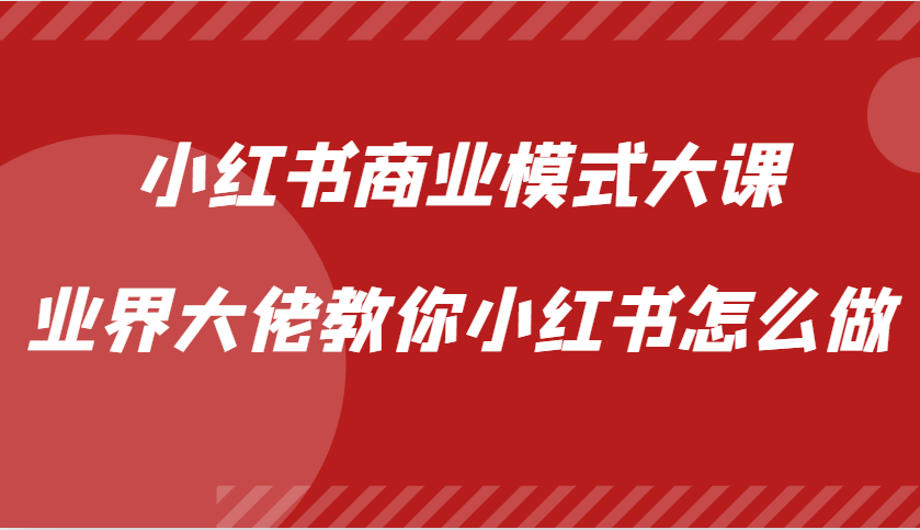 小红书商业模式大课，业界大佬教你小红书怎么做【视频课】-万利网