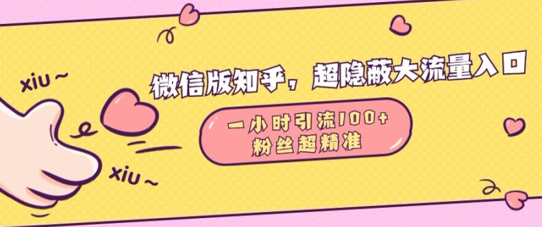 微信版知乎，超隐蔽流量入口1小时引流100人，粉丝质量超高-万利网