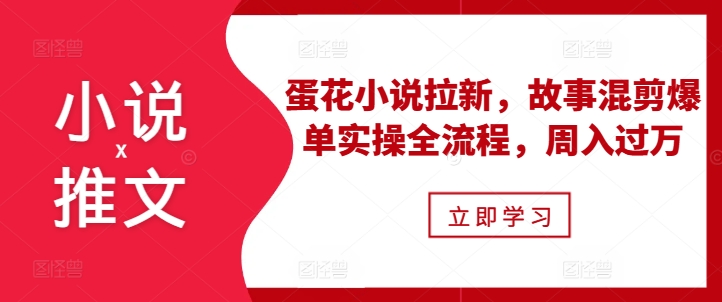 小说推文之蛋花小说拉新，故事混剪爆单实操全流程，周入过万-万利网