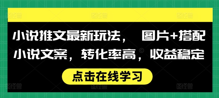 小说推文最新玩法， 图片+搭配小说文案，转化率高，收益稳定-万利网