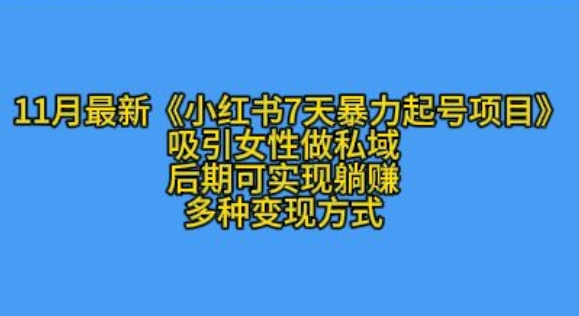 K总部落11月最新小红书7天暴力起号项目，吸引女性做私域-万利网