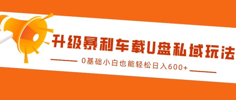 升级暴利车载U盘私域玩法，0基础小白也能轻松日入多张-万利网