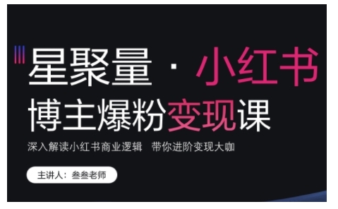 小红书博主爆粉变现课，深入解读小红书商业逻辑，带你进阶变现大咖-万利网