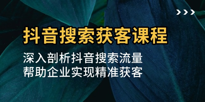 抖音搜索获客课程：深入剖析抖音搜索流量，帮助企业实现精准获客-万利网