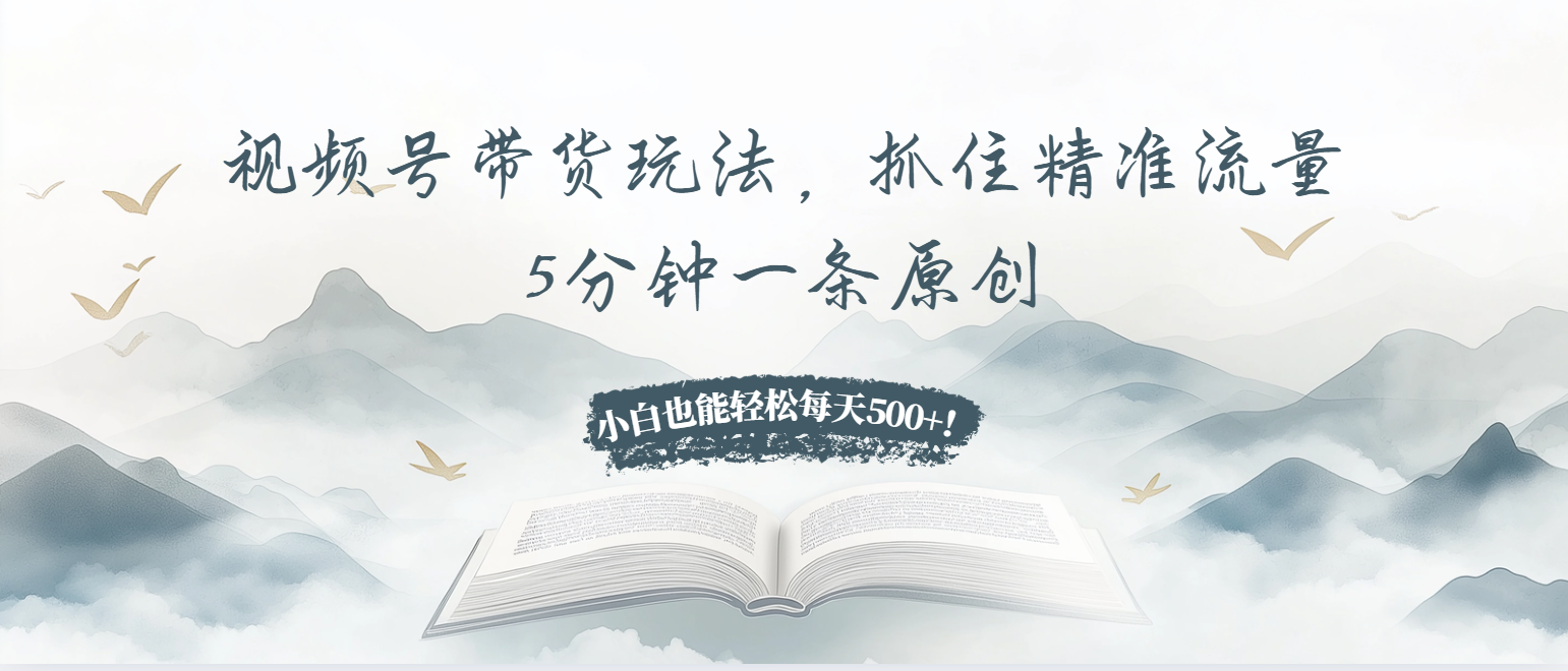 视频号带货玩法，抓住精准流量，5分钟一条原创，小白也能轻松每天500+！-万利网