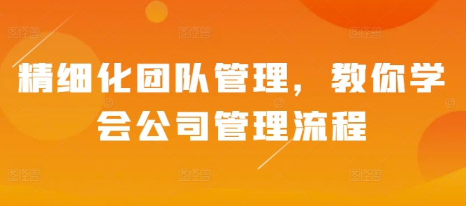 精细化团队管理，教你学会公司管理流程-万利网