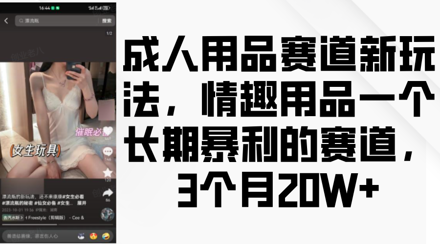 成人用品赛道新玩法，情趣用品一个长期暴利的赛道，3个月20W+-万利网
