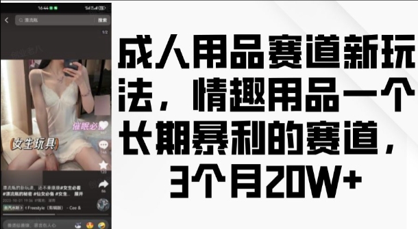 成人用品赛道新玩法，情趣用品一个长期暴利的赛道，3个月收益20个-万利网