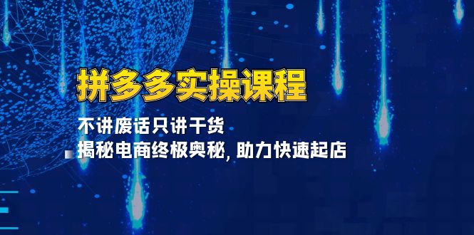 拼多多实操课程：不讲废话只讲干货, 揭秘电商终极奥秘,助力快速起店-万利网