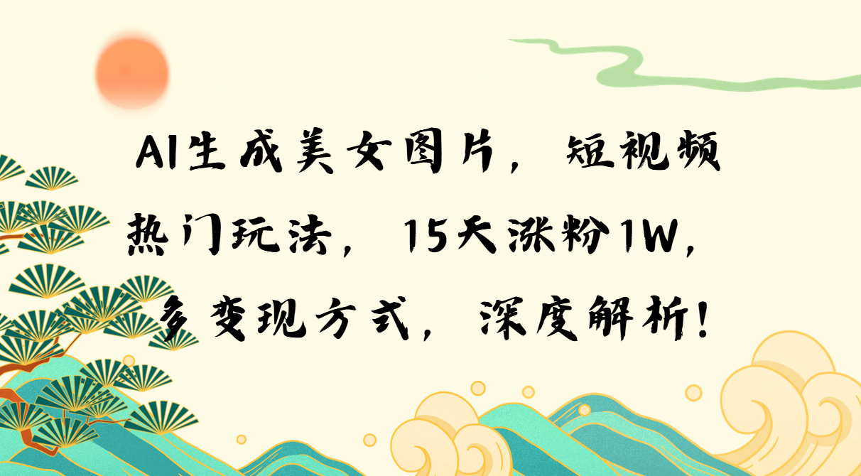 AI生成美女图片，短视频热门玩法，15天涨粉1W，多变现方式，深度解析!-万利网