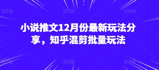 小说推文12月份最新玩法分享，知乎混剪批量玩法-万利网